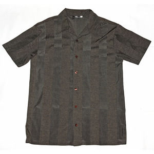 Positano Men's Short Sleeve Button Front Textured Brown‎ Shirt Size Large